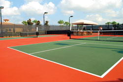These small courts are built in the QuickStart Tennis format for children's use. Photo courtesy of Fast-Dry Courts, Pompano Beach, FL.