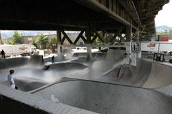 The Burnside Skate Park underneath the Burnside Bridge in Portland, Oregon. Photo courtesy of Cacophony.