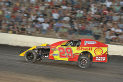 Bakersfield native and current NASCAR driver Kevin Harvick drives in a charity race at Bakersfield Speedway. Photo courtesy of Bakersfield Convention and Visitors Bureau.