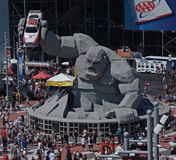 Outside of Turn 4 stands the 46-foot-tall Monster Monument at Victory Plaza, presented by AAA, the larger-than-life sculpture of Dover's signature icon Miles the Monster. Photo courtesy of Dolores Michels.