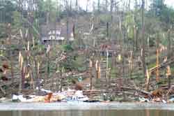 The National Weather Service reported multiple tornado touchdowns in Guntersville, Alabama.