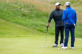 Professional golfers on a course