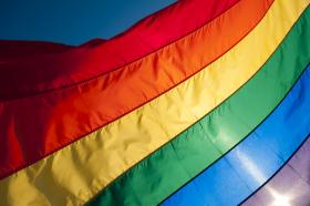 Rainbow flag for LGBTQI softball event