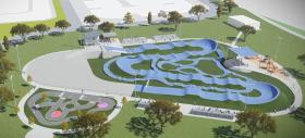 New versatile BMX track featuring ride coat concrete to be adaptable for all-wheeled sports including mountain biking, skating, scootering and more
