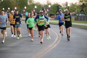 People running on a street