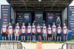 The Bassmaster All-Americans pose for a picture near Lake Fork.